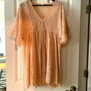 Anthropologie blush eyelet dress.